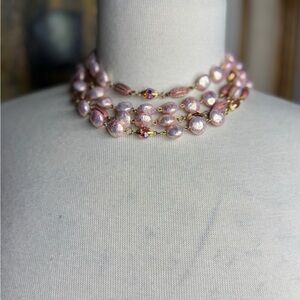 Vintage Pink and Gold Multi-Strand Necklace